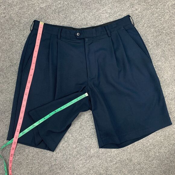 Alan Flusser Golf Shorts Mens 34 Navy Blue Pleated Front Lightweight Performance - Picture 6 of 12